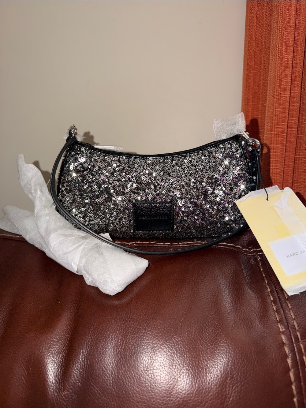 ‼️NEW Marc Jacobs Sequin Silver Chain Charm Shoulder Bag - Picture 6 of 8